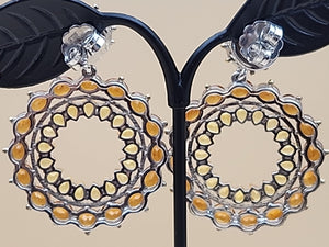 DALLAS PRINCE Yellow/Orange Citrine Drop/Dangle Hoop Earrings