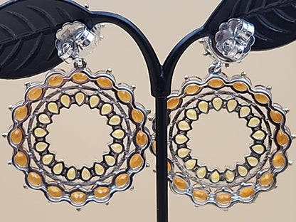 DALLAS PRINCE Yellow/Orange Citrine Drop/Dangle Hoop Earrings