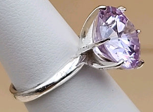 Lavender Cubic Zirconia/Portuguese Cut Solitaire/Sterling Silver  Ring Size 4.75