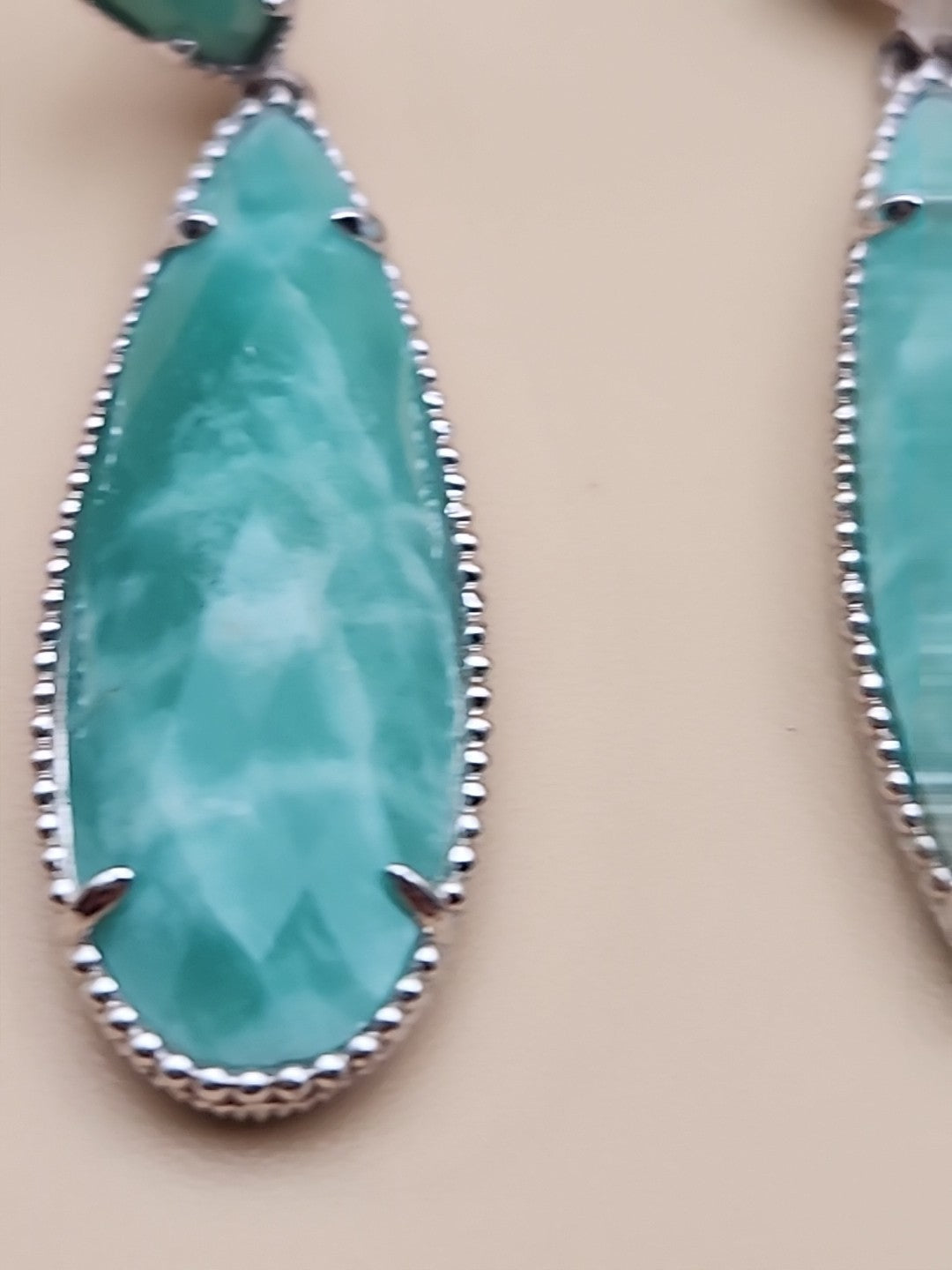 EFFY Faceted Amazonite Pear Shape/Sterling Silver Dangle/Drop Earrings