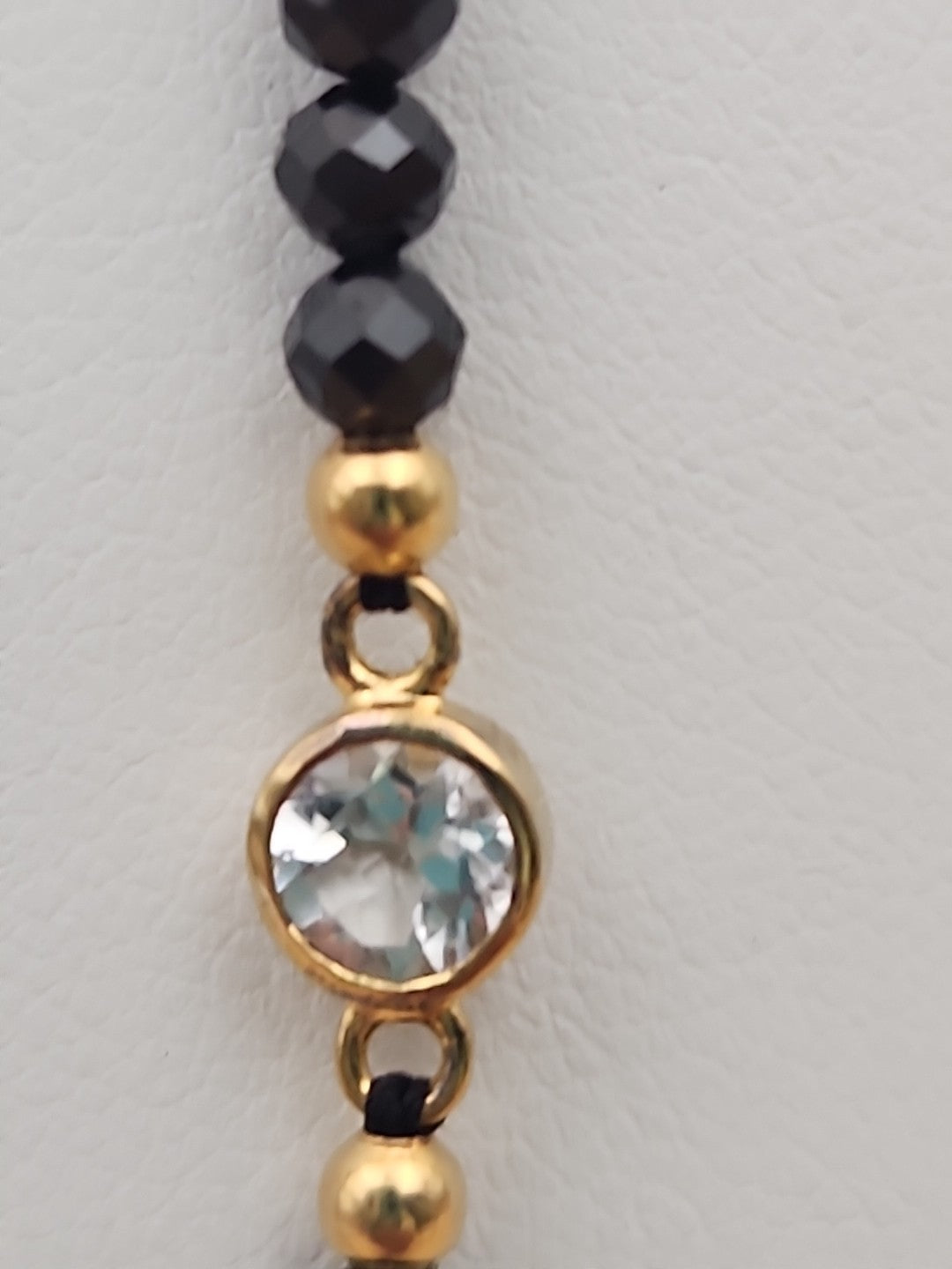 HSN Faceted Black Onyx/Topaz/14k Over Sterling Silver 36" Necklace