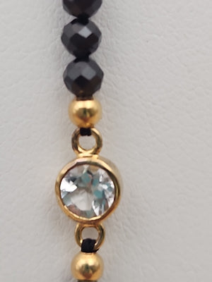 HSN Faceted Black Onyx/Topaz/14k Over Sterling Silver 36" Necklace