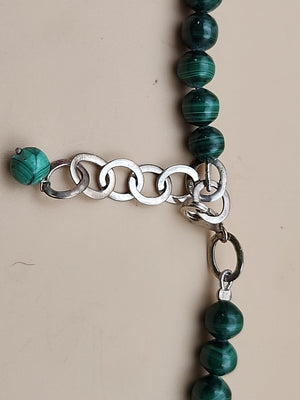 HSN Malachite/Sterling Silver Beaded Adjustable 24" Necklace & Earring Set