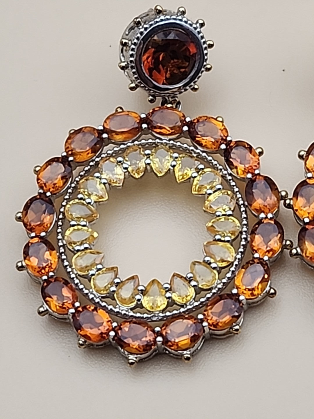 DALLAS PRINCE Yellow/Orange Citrine Drop/Dangle Hoop Earrings