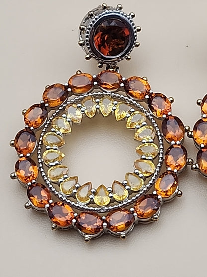 DALLAS PRINCE Yellow/Orange Citrine Drop/Dangle Hoop Earrings