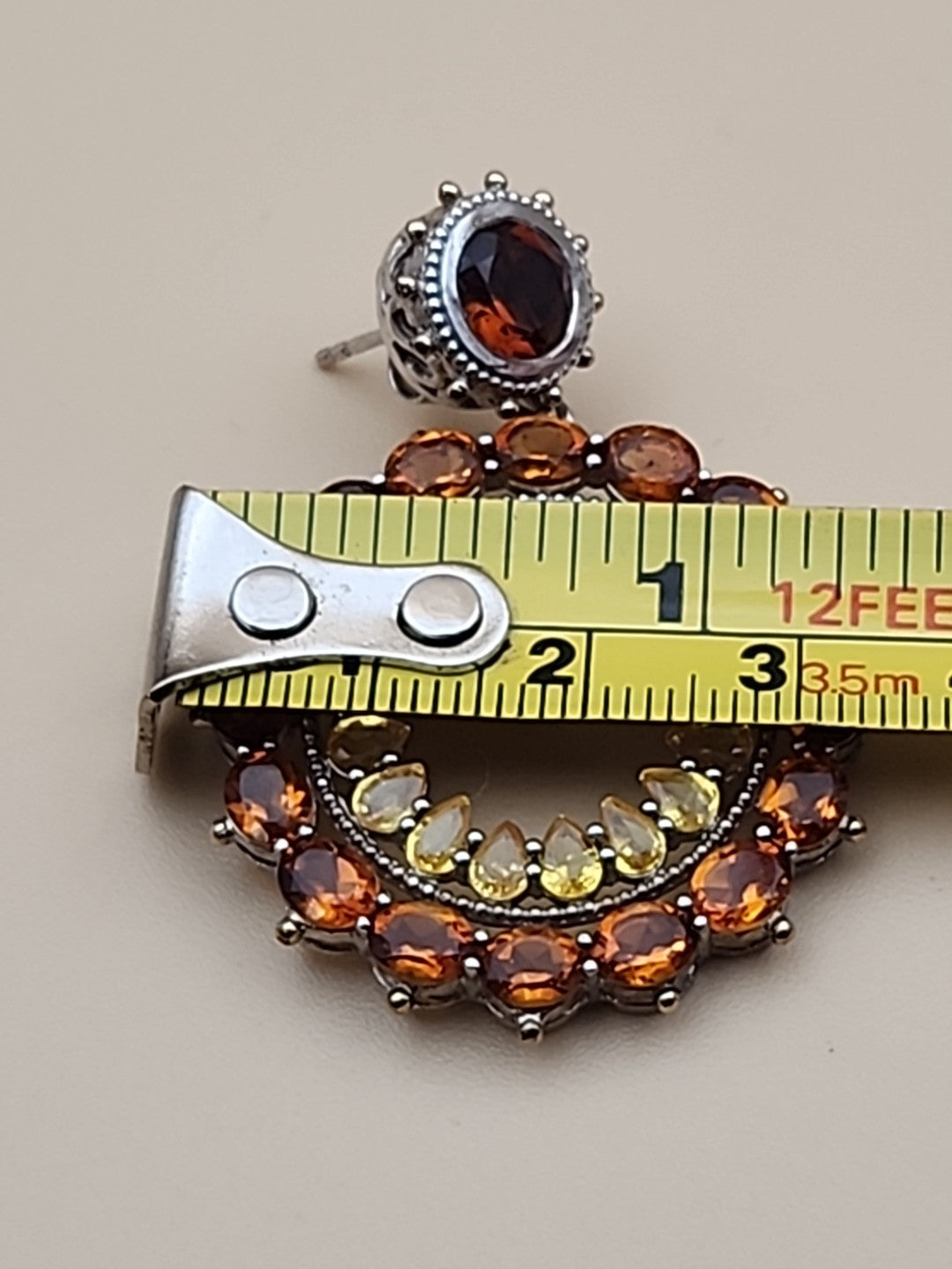 DALLAS PRINCE Yellow/Orange Citrine Drop/Dangle Hoop Earrings