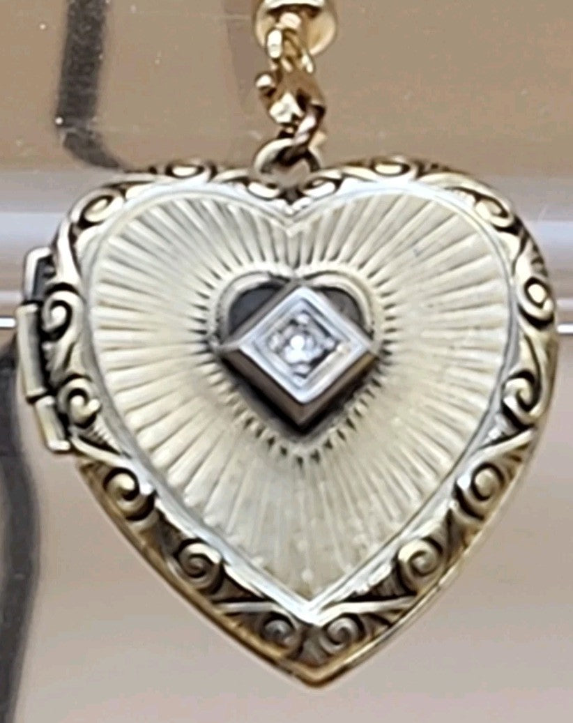 L.S. AND COMPANY Diamond/Sterling Silver/ Antique WWII Sweetheart Locket