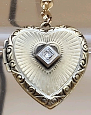 L.S. AND COMPANY Diamond/Sterling Silver/ Antique WWII Sweetheart Locket