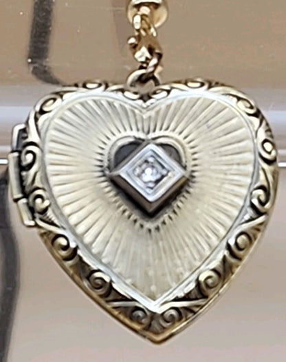 L.S. AND COMPANY Diamond/Sterling Silver/ Antique WWII Sweetheart Locket