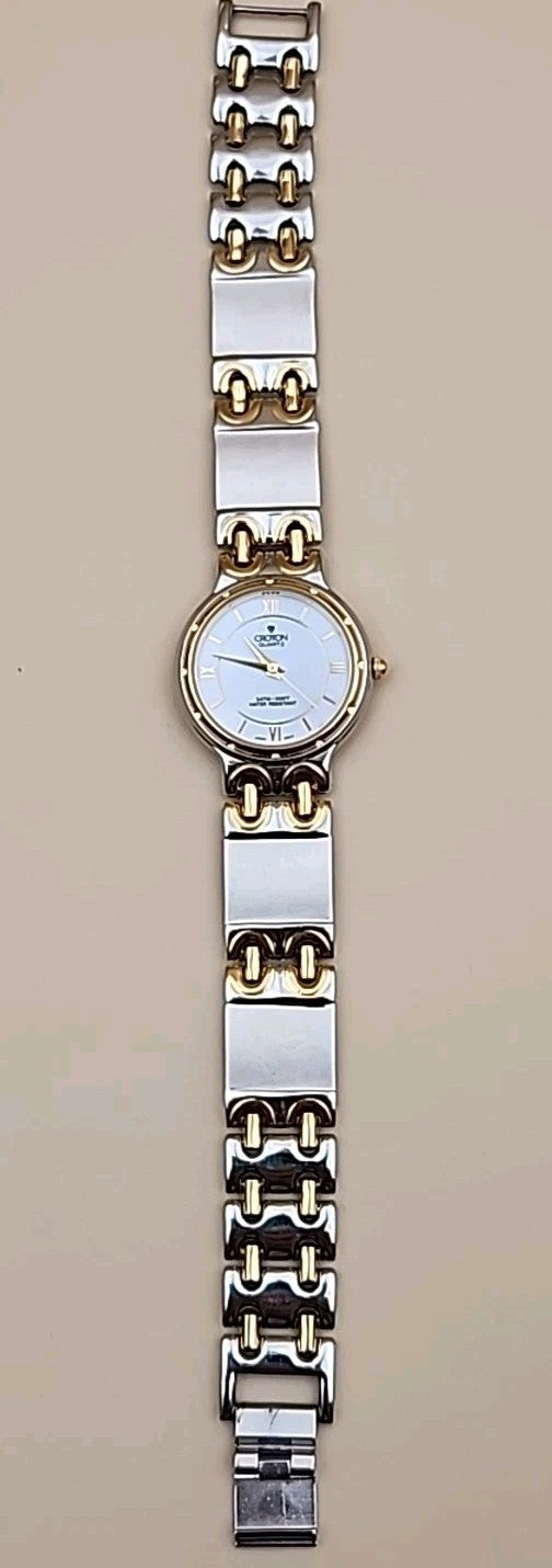 CROTON Vintage Quartz Gold/Silver Tone Women's Wristwatch New Battery