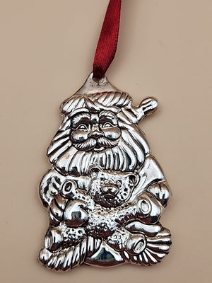 GORHAM Sterling Silver Plated Santa Claus Christmas Ornaments Set Of 3