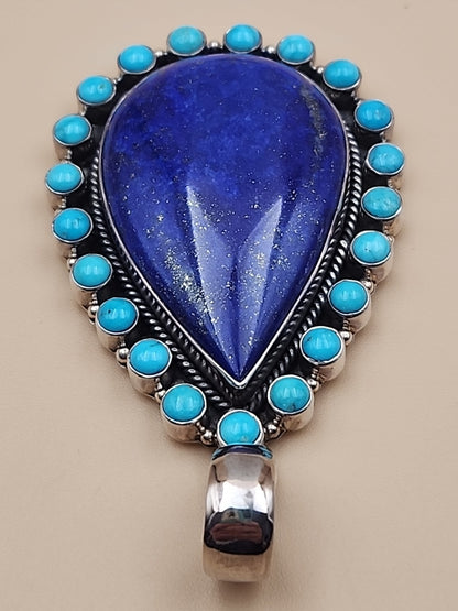 Sleeping Beauty Turquoise/Lapis Lazuli Cabochon/Sterling Silver Pendant