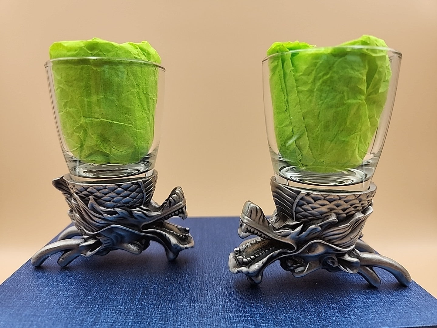 5IVESIS Set Of 2 Pewter Dragons Head Shot Glasses