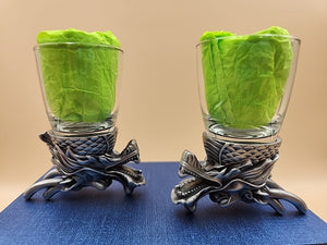 5IVESIS Set Of 2 Pewter Dragons Head Shot Glasses