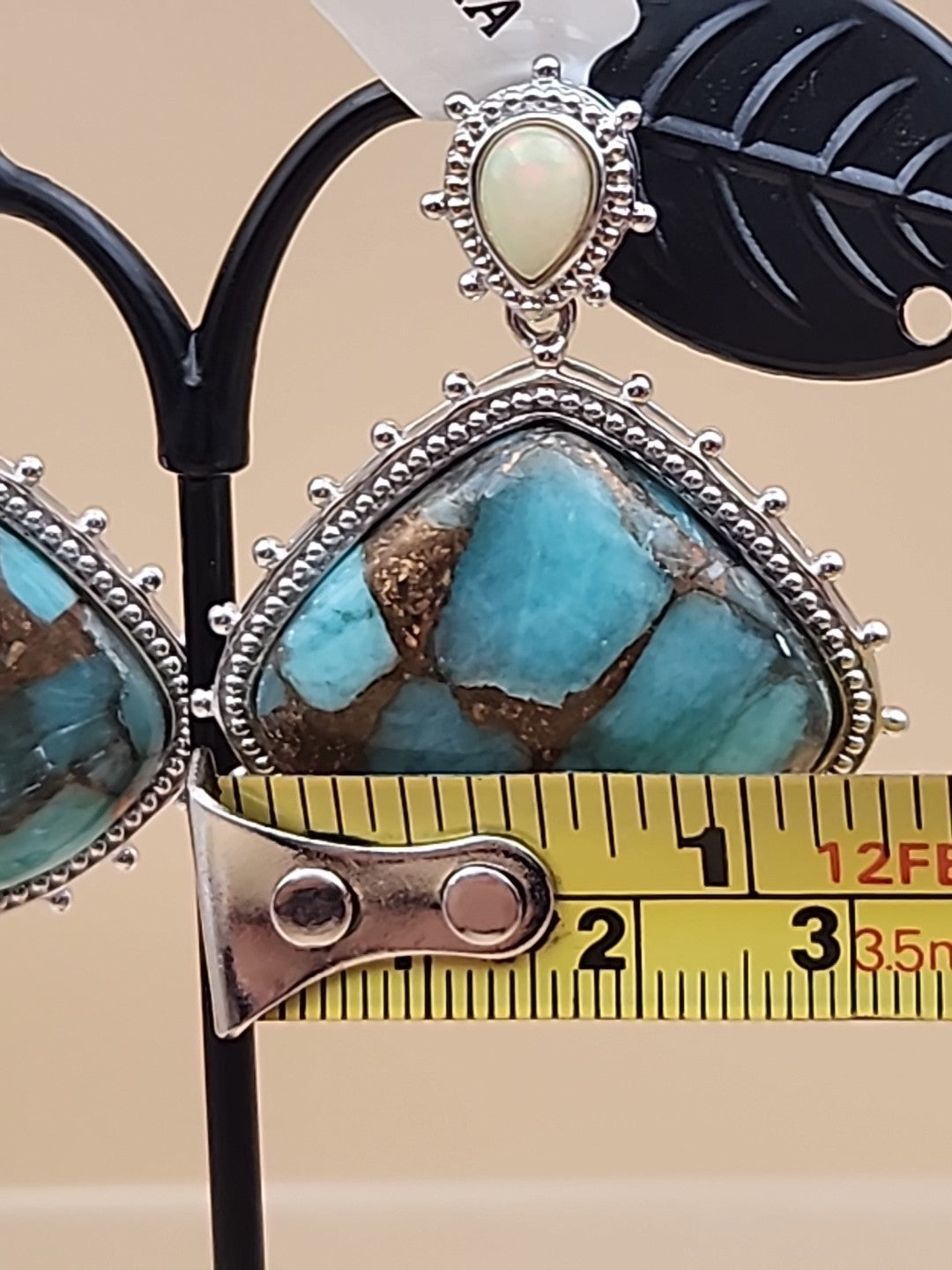 DALLAS PRINCE Amazonite/Opal/Sterling Silver Dangle Earrings