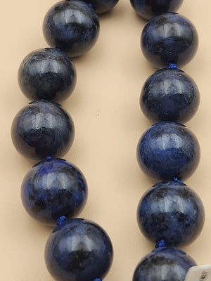 Blue Dumortierite Polished 14mm Bead/Sterling Silver Clasp 17" Necklace
