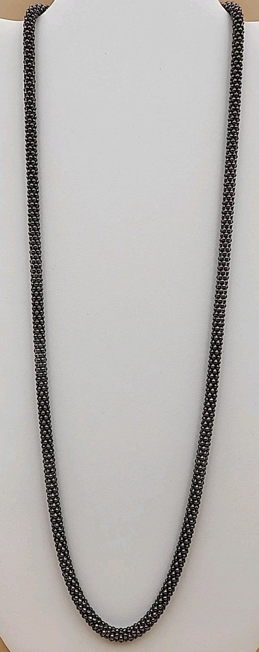 MILOR ITALY/Black Rhodium Over Sterling Silver 30"-32" Popcorn Necklace