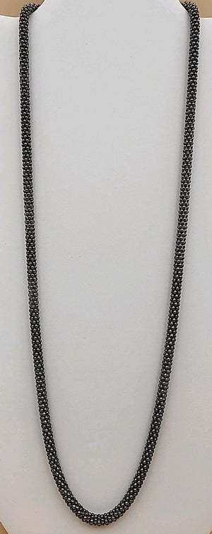 MILOR ITALY/Black Rhodium Over Sterling Silver 30"-32" Popcorn Necklace