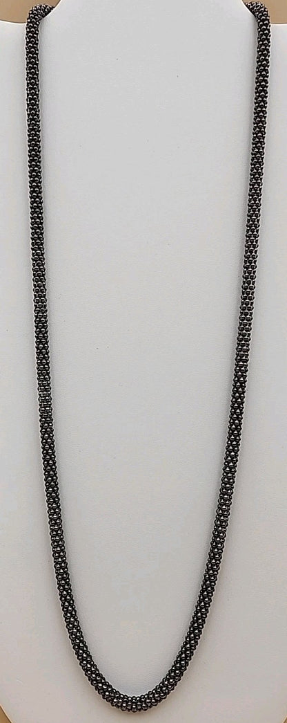 MILOR ITALY/Black Rhodium Over Sterling Silver 30"-32" Popcorn Necklace