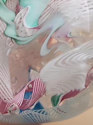 MURANO Italy Fratelli Toso Latticino Millefiori Scramble Pastel Egg Paperweight