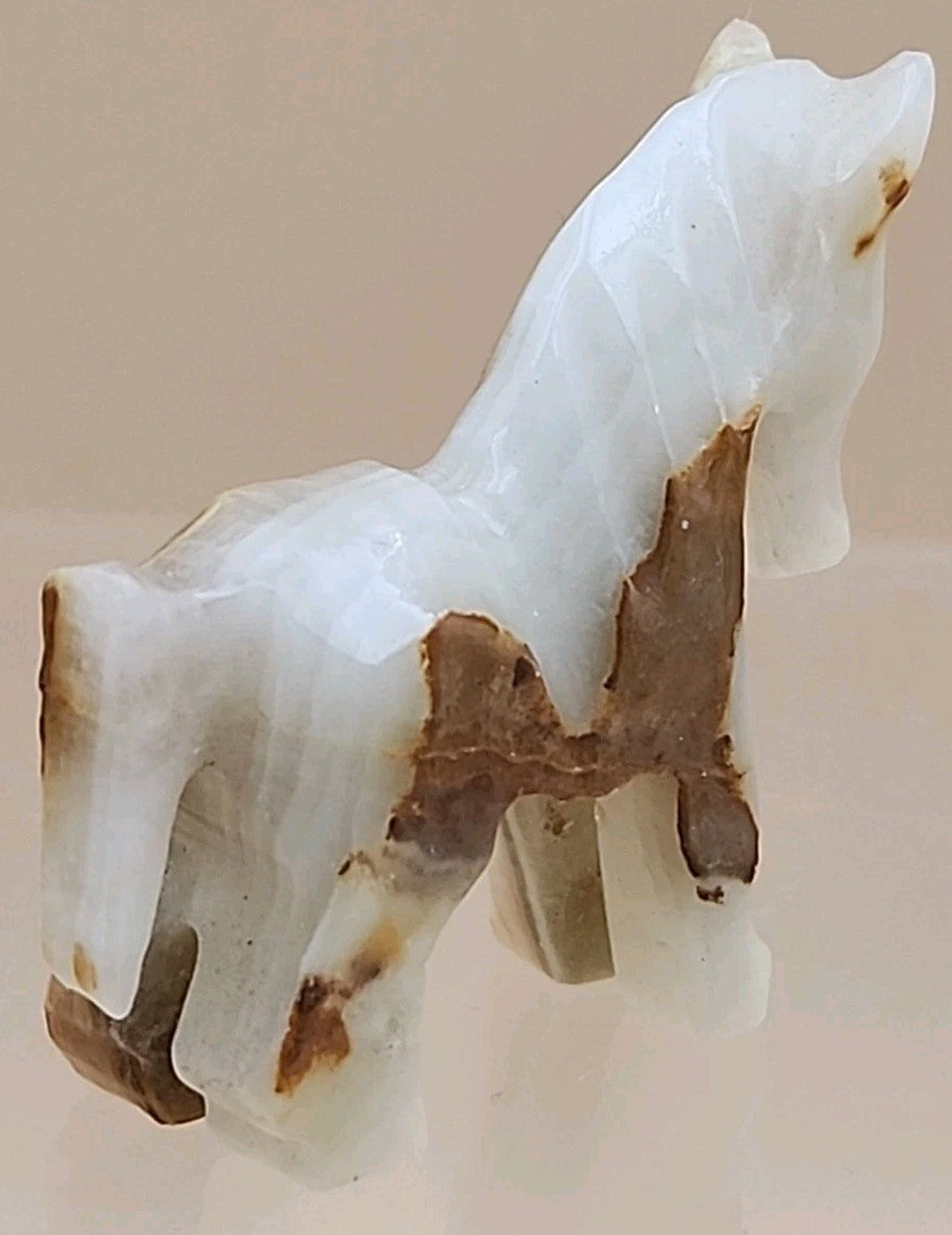 Hand Carved Mexican Marble Horse/Donkey Vintage 1.75" Figurines Lot Of 2