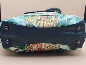 Sharif Hand Painted Jungle Tiger  Leather Hand Bag With  Detachable Crossbody