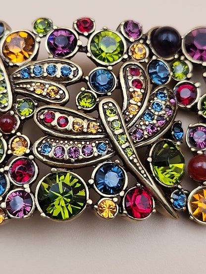 HEIDI DAUS Multi Color Faceted Swarovski Crystal/Dragonfly Panel Bracelet