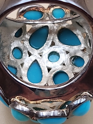 MICHAEL DAWKINS Sterling Silver Sleeping Beauty Turquoise Cluster Ring Size 7