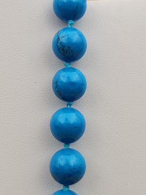 Turquoise 28" Beaded Necklace With Matching 14k Gold Post Stud Earrings