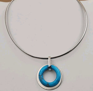 COLORS OF LIFE/Sterling Silver/8 Gemstone Rings/Interchangeable Choker Necklace