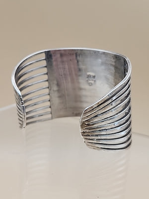 ANSON LETICIA WALLACE ZUNI Turquoise Inlaid/Sterling Silver Cuff Bracelet