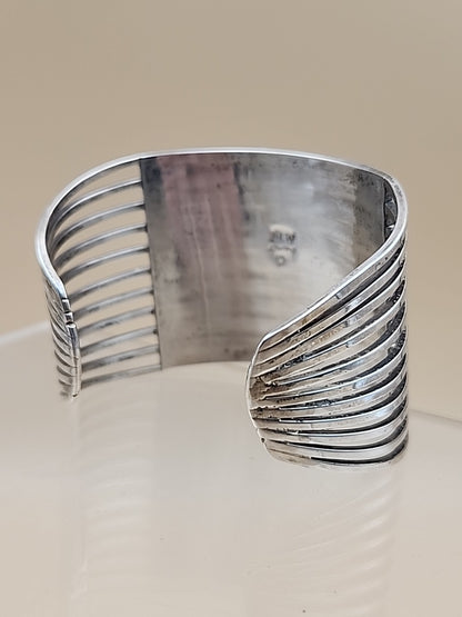 ANSON LETICIA WALLACE ZUNI Turquoise Inlaid/Sterling Silver Cuff Bracelet