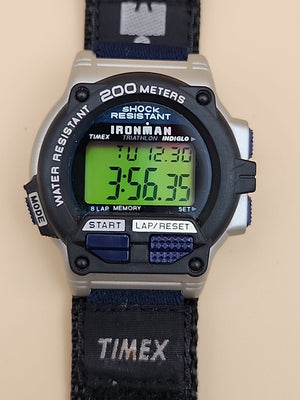 TIMEX Ironman Triathlon Watch Men 200M 1999  Digital 8 Lap New Battery