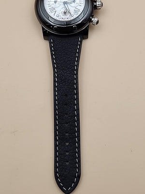 GLAM ROCK Black Leather Miami Chrono 10 ATM Model# 10164 NEW BATTERY